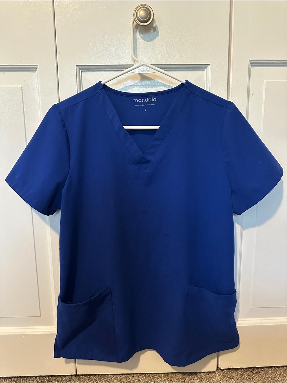 Mandala Royal Blue V-Neck Scrub Top
